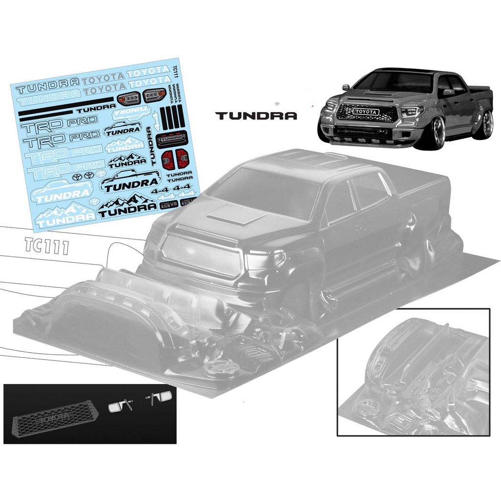 1/10 PC RC SHELL Body TOYOTA Tundra รถกระบะ 200 มม.ความกว้างคลาสสิก pony รถโปร่งใส SHELL สําหรับ 3RAICNG mst yokomo hpi hsp