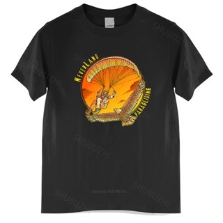 เสื้อยืดผ้าฝ้ายพิมพ์ลายแฟชั่น เสื้อยืด พิมพ์ลาย Never Land Paragliding Homme Eagle Paraglider สีดํา สไตล์ยุโรป แฟชั่นสํา