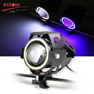 Additional Motorcycle Led Lights with Angle Eyes Universal U7 Auxiliary Motorcycle Headlights Fog Light 12V 24V Moto Spo