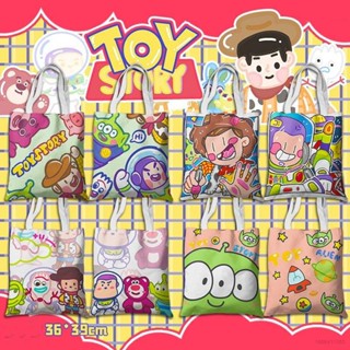 กระเป๋าถือ กระเป๋าช้อปปิ้ง ผ้าแคนวาส ลายการ์ตูน Toy Story แฟชั่นสําหรับสตรี