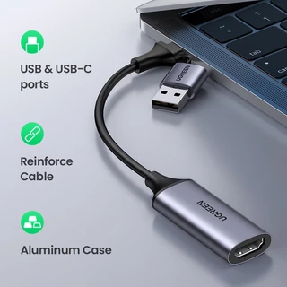 【ใหม่】UGREEN การ์ดจับภาพวิดีโอ 4K HDMI เป็น USB Type-C HDMI สําหรับ Xbox กล้อง DVD บันทึกสตรีมสด