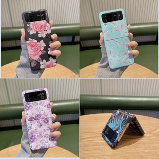 เคสป้องกันโทรศัพท์มือถือ แบบฝาพับ ลายดอกไม้ สไตล์เกาหลี สําหรับ Samsung zflip4 zflip3 5G