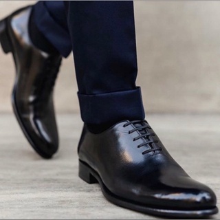 Mac&amp;Gill รองเท้าผู้ชายหนังแท้แบบทางการและออกงานสีดำแบบผูกเชือก Washington Grand Oxford leather business shoes in black