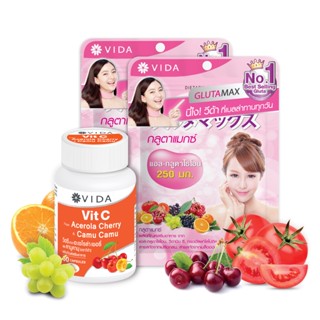 [Skin Boost Set] Glutamax 30 capsules 2 Sachets x  Vit C From Acerola And CamuCamu 60 Capsules 1 Jar