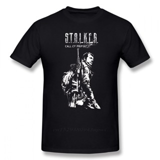 เสื้อวินเทจผญ Stalker oyun T Shirt Stalker COP beyaz tişört % 100% pamuk erkek Tee gömlek baskı rahat kısa kollu artı bo