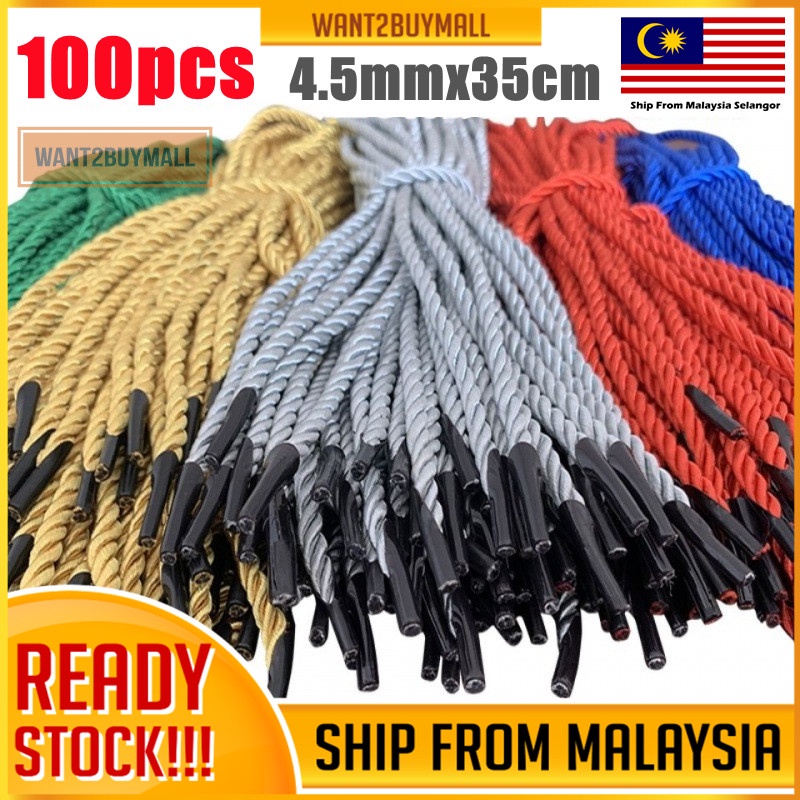 100 ชิ้น 4.5 มิลลิเมตร x 35 เซนติเมตรสายไนลอน Tali ถุงกระดาษเชือก Beg Kertas Ziplock Paperbag สามสาระเชือกสายไฟ String 手提绳子