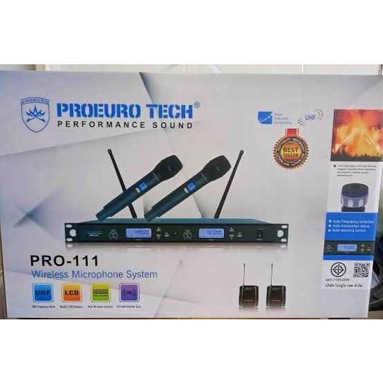 PROEUROTECH PRO-111 ไมค์ลอย UHF  รุ่นใหม่ ปรับความถี่ได้ ความถี่ใหม่ มีกระเป๋า โปรยูโรเทค Pro111
