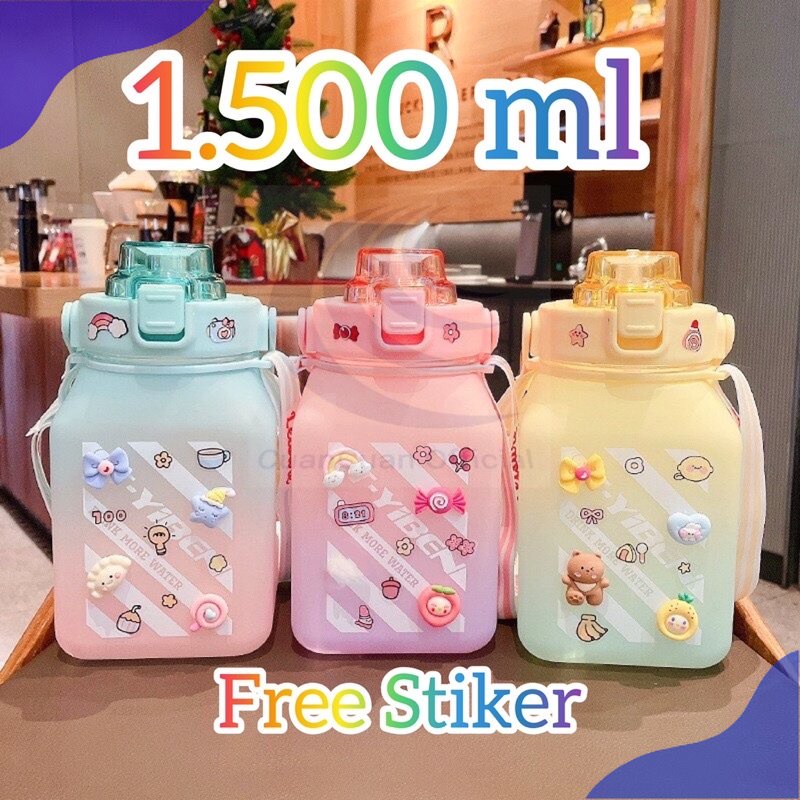 ฟรีสติ๊กเกอร์ VIRAL BOTTLE GEMMY BOTTLE GRADATION BOX 1500 ml 1.5ml CHILDRENS DRINKING BOTTLE STICKE