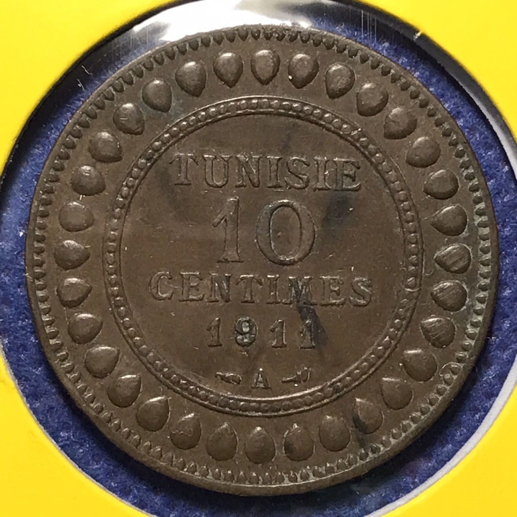 No.60805 ปี1911 ตูนิเซีย 10 CENTIMES เหรียญสะสม เหรียญต่างประเทศ เหรียญเก่า หายาก ราคาถูก