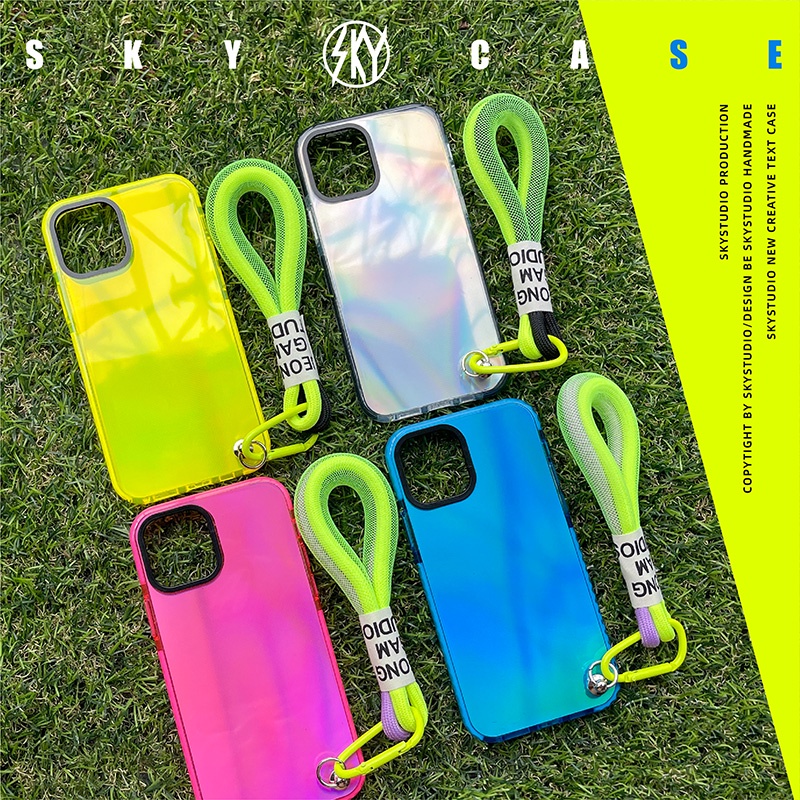 ◊Ins เรืองแสง Lanyard H สายคล้อง Lanyard นุ่มเคสโทรศัพท์สําหรับ Iphone 13 Pro 12 11 Pro Max Xs Xr X 