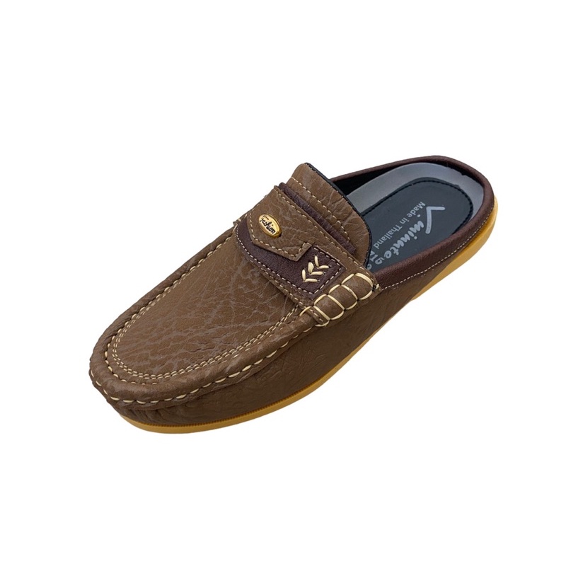 [ลูกค้าใหม่ราคา 1 บาท]🍀V-Minnute วีมินิท รุ่น 715 🍀รองเท้าคัชชูชายลายหนังช้างแนวMoccasin(มอสคาซิน) รองเท้าเปิดส้น
