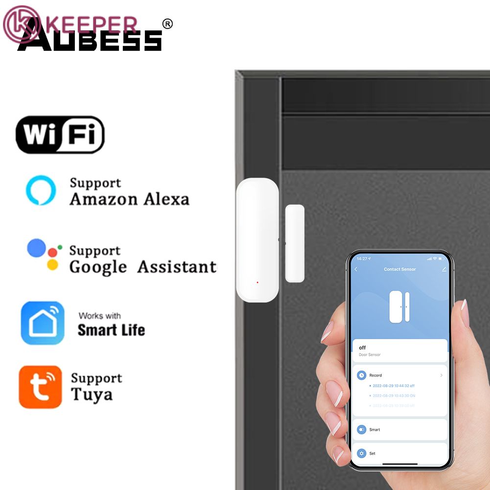 Tuya Smart Wifi Door Sensor เปิด/ปิดเครื่องตรวจจับการป้องกัน App ควบคุมความปลอดภัย Magnetic Home Alarm ผ่าน Alexa Google House 【Keeper】