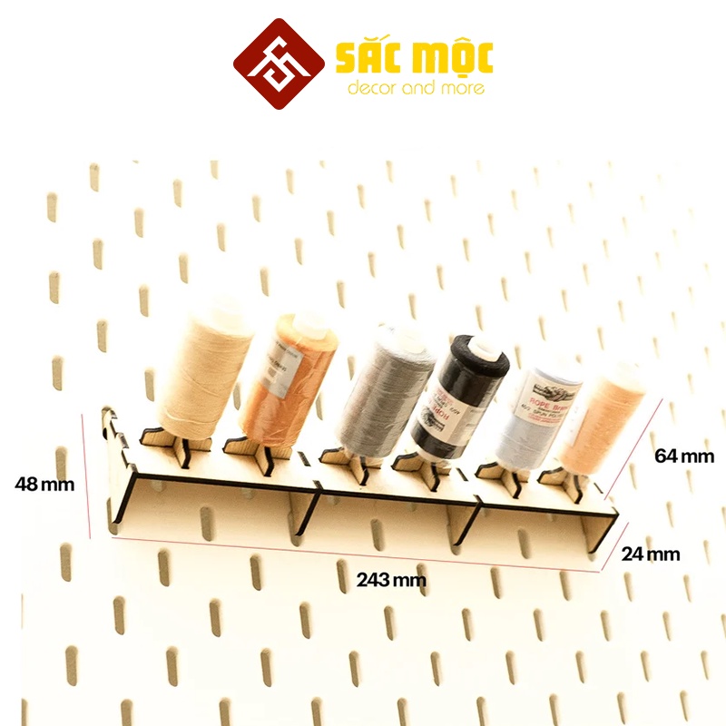 อุปกรณ์เสริม Pegboard สไตล์ IKEA 26 - ที่วางแกนเย็บผ้าสําหรับบอร์ดรู Pegboard