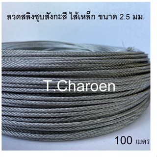 ลวดสลิงชุบสังกะสี ไส้เหล็ก ขนาด 2.5 มม. ยาว 100 เมตร