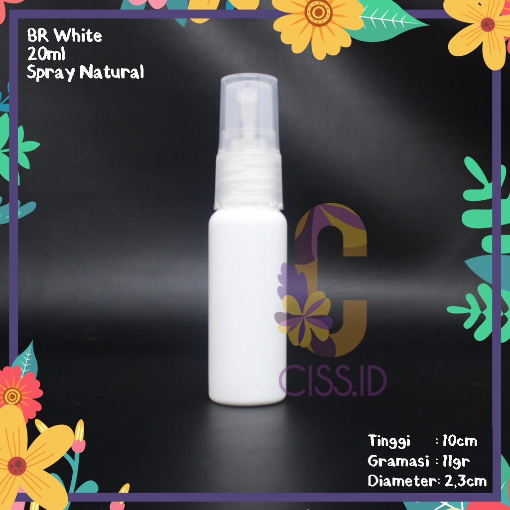 ขวดสเปรย์พลาสติกสีขาว 20 มล. พร้อมหมวกธรรมชาติ N18 นําเข้า THICK COSMETIC PACKAGING SPRAYER FACEMIST