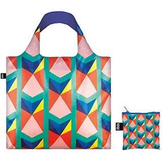 กระเป๋าผ้าแฟชั่นแบรนด์LOQI ใบใหญ่1ใบ+ใบเล็ก1ใบ LOQI GE.TR.N Reusable Tote Bag, Triangles Print, Multi, United States Car