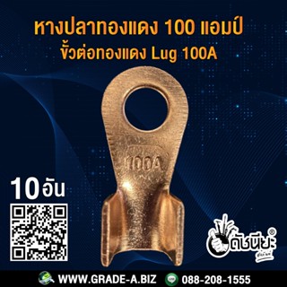 10อัน หางปลาทองแดงแท้ ขั้วต่อทองแดง ขนาด 100แอมป์ , Lug 100A-Φ8 - 16 (copper ) δ=1.55mm,หางปลา 100A Pana