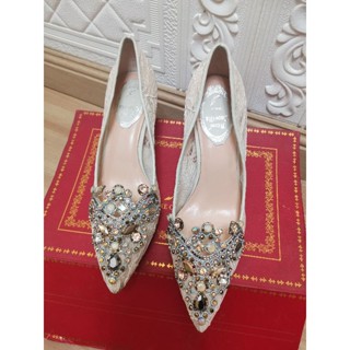 Rene caovilla crystal embellished lace pump size 38