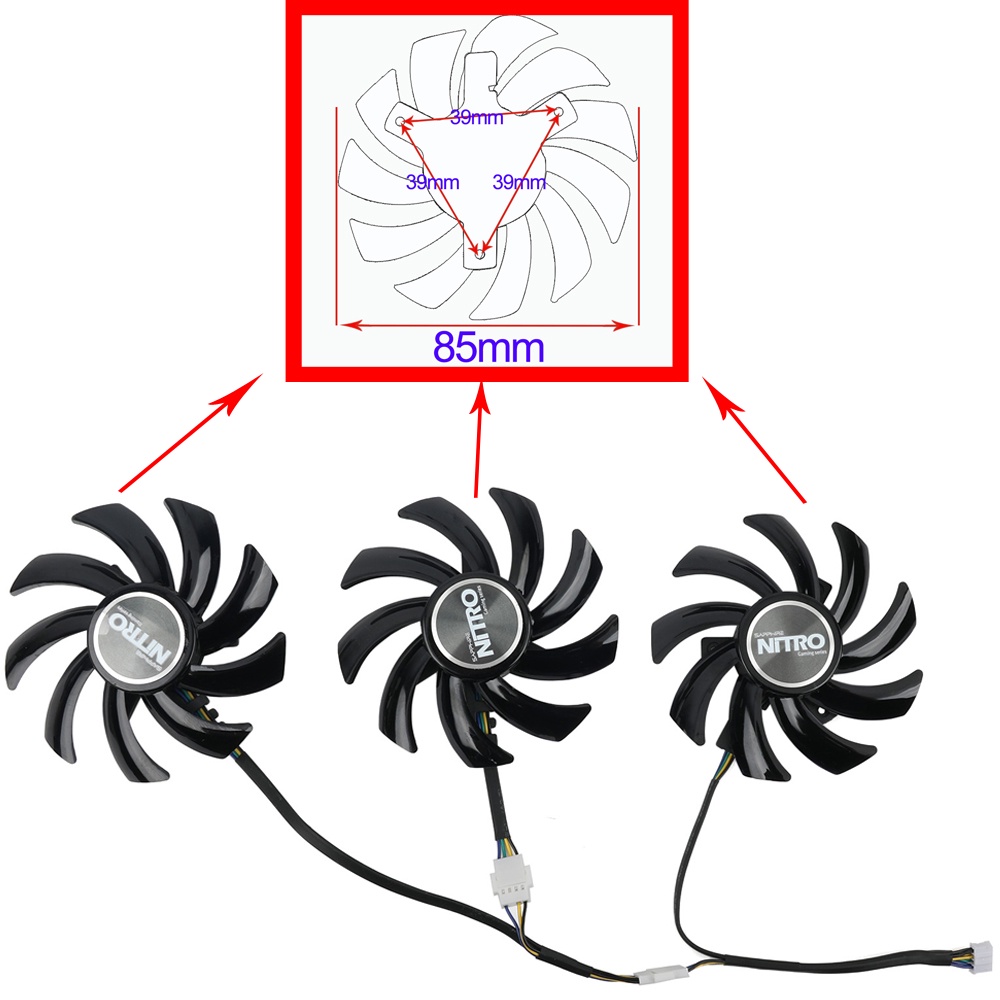 หมายเลข 1 รายการขายดีที่สุดNew 85MM FDC10H12D9-C Cooling Fan Replacement For SAPPHIRE Radeon NITRO R9 280X 290 290X 390 #6