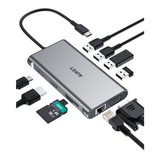 AUKEY รุ่น CB-C89 10-in-1 USB C Hub with 100W PD, Ethernet, 4K HDMI,VGA,2 USB 3.0,2 USB 2.0,USB-C Port &amp; SD&amp;TF Docking (CEC-001195)