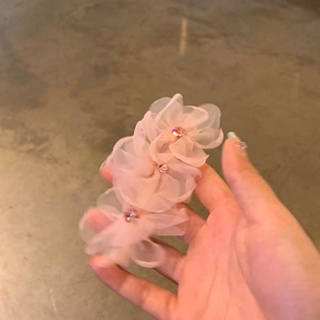 ss399 Sweetssparkles กิ๊บ กิ๊บหนีบผม เกาหลี ดอกไม้ผ้าโปร่งสีชมพู ขายแยก 1 ชิ้น
