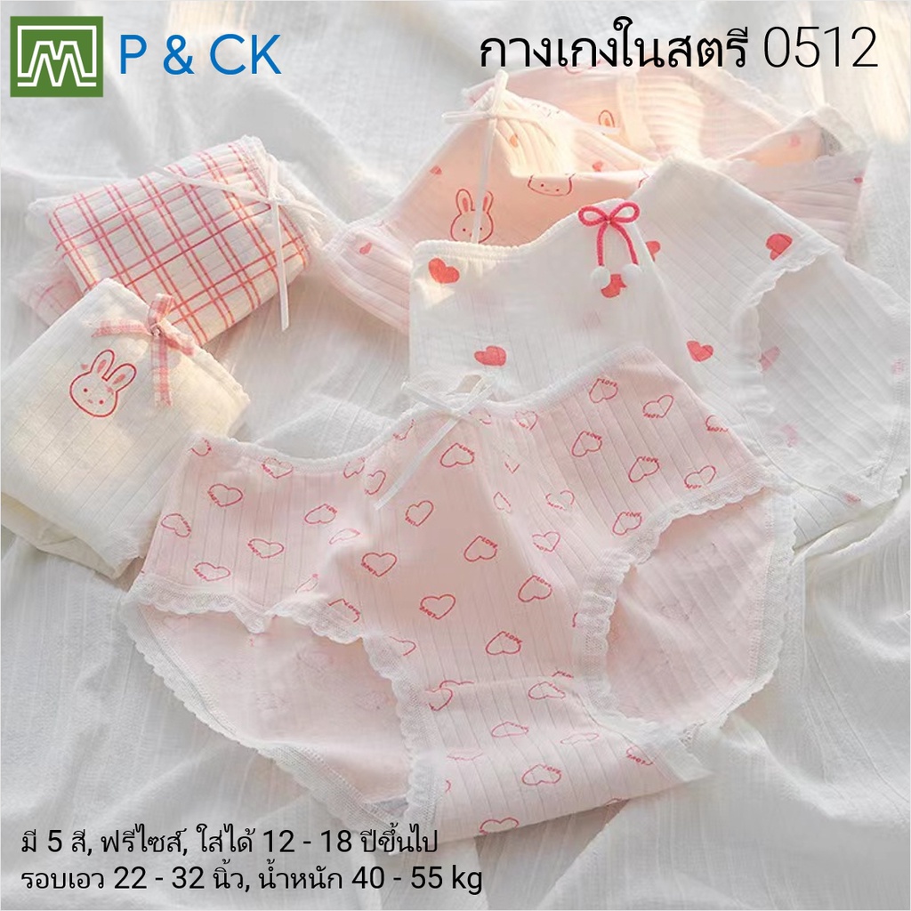 #0512 กางเกงในเด็ก นักเรียน: (ฟรีไซส์, ใส่ได้ 12 - 18 ปีขึ้นไป) คุณภาพดี, ผ้าคอตตอน 100% (เลือกได้ 5 สี)