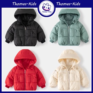 [THOMAS Kids] เสื้อแจ็กเก็ต ผ้าฝ้าย มีซิป กันลม ให้ความอบอุ่น สีพื้น สําหรับเด็กผู้ชาย และเด็กผู้หญิง 1-6 ปี