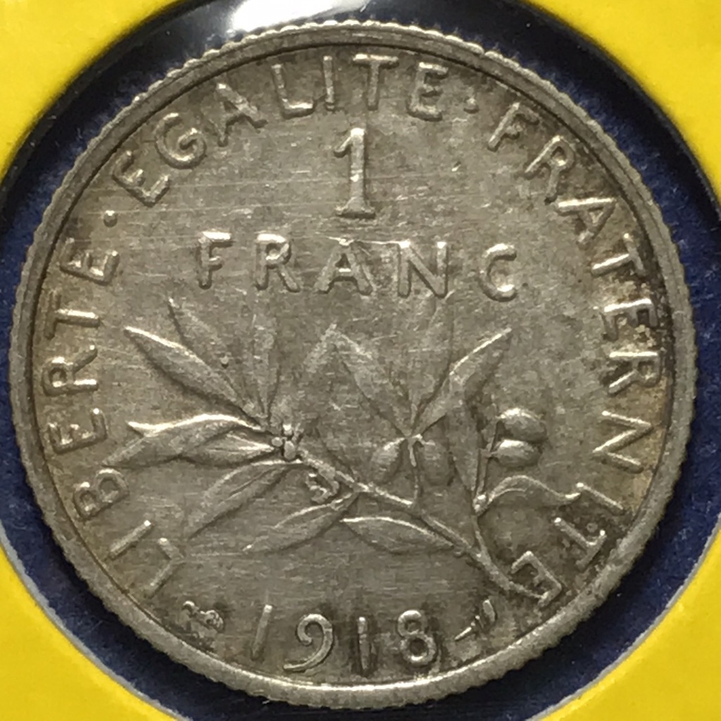 Special Lot No.60444 เหรียญเงิน ปี1918 ฝรั่งเศส 1 FRANC เหรียญสะสม เหรียญต่างประเทศ เหรียญเก่า หายาก ราคาถูก