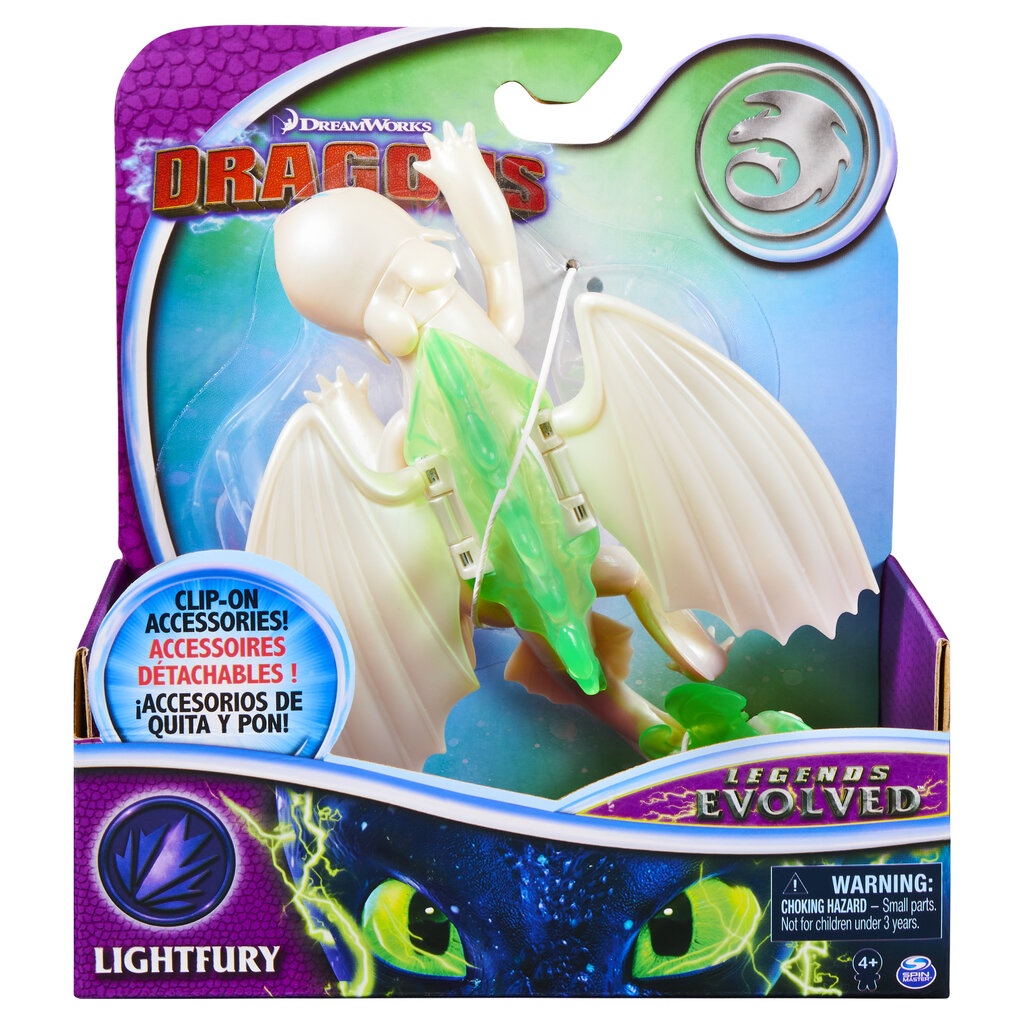 DreamWorks How To Train Your Dragons Legends Evolved Lightfury Dragon Action Figure with Clip-on Accessory Type B Kac...