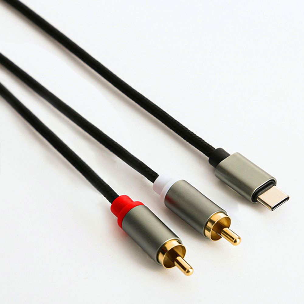 ⊕Type C To RCA Audio Cable 2 RCA Aux Cord Converter USB C Audio Line for Lapp Mobile Phone Speaker Amplifier 1m