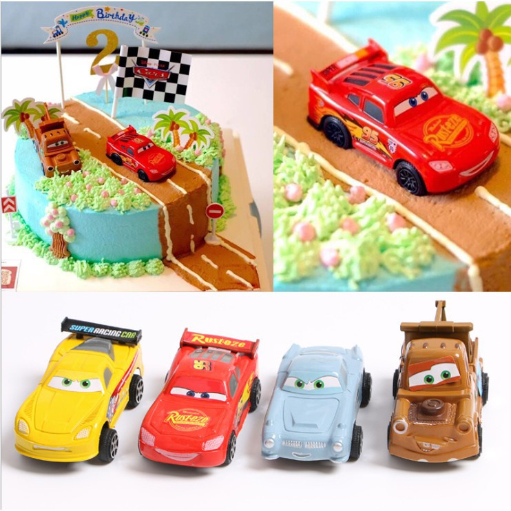 6 ชิ้น Mcqueen รถ Topper เครื่องประดับเค้กวันเกิด Avengers พลาสติก Mcqueen ดึงกลับรถเบเกอรี่ตกแต่งตุ๊กตา