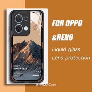 เคส OPPO Reno 8 5G Reno7Pro 7Z 8Z โทรศัพท์มือถือแบบแก้ว กันกระแทก ลายภูเขาหิมะ สําหรับ Reno5 6Pro A9A5A53 F11