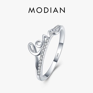 Modian แหวนเงินแท้ 925 ลายตัวอักษร LOVE โรแมนติก เรียบง่าย เครื่องประดับแฟชั่น สําหรับผู้หญิง