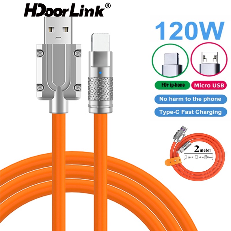 Hdoolink 120W 6A สายชาร์จเร็ว PD 60W 20W Type-C เป็น Type-C ชาร์จเร็ว มัลติฟังก์ชั่น Type-C ซิลิโคนเหลว ซุปเปอร์เคเบิล สายซิงค์ USB สําหรับ I-Phone Android สายเคเบิลข้อมูล