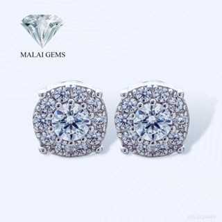 Malai Gems ต่างหูเพชร ต่างหูเพชรล้อม เงินแท้ Silver 925 เพชรสวิส CZ เคลือบทองคำขาว รุ่น 075-2E24449 แถมกล่อง