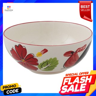 ชามทรงกลม ขนาด 7 นิ้ว ลายไก่ชบาRound bowl, size 7 inches, chicken hibiscus pattern