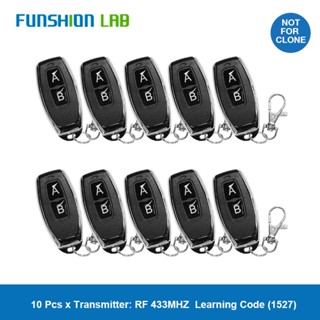 Funshion รีโมตคอนโทรล 433 MHz RF รหัสการเรียนรู้ 1527 EV1527 สําหรับประตูโรงรถ กุญแจเตือนภัย 433mhz รวมแบตเตอรี่