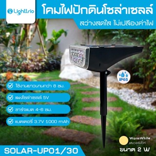 Lighttrio โคมไฟปักดินโซล่าเซลล์  โคมไฟปักดิน/ติดผนังโซล่าเซลล์ โคมไฟสนาม แสงวอร์ม/เหลืองนวล ส่องต้นไม้และสวน พลังงาน