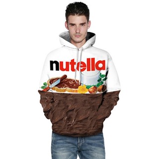 เสื้อกันหนาวลําลอง มีฮู้ด พิมพ์ลาย Nutella 3 มิติ สไตล์ฮิปฮอป แฟชั่นใหม่ สําหรับผู้หญิง และผู้ชาย