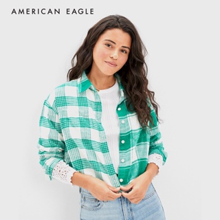 American Eagle Cropped Flannel Shirt เสื้อเชิ้ต ผู้หญิง ผ้าแฟลนเนล ครอป  (NWSB 035-4717-300)