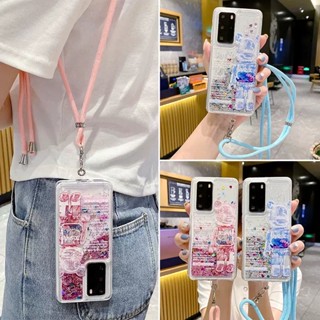 แฟชั่น สายรัด OPPO Reno8Z Reno7Z 5G Reno 8Z 7Z 8 8Pro 7 7Pro 6 5 5Pro 4 4Pro 3 3Pro เคสมือถือ Soft TPU Case เคสโทรศัพท์ สีใส พร้อมสายเชือกคล้อง Cute Cartoon Kaws Bear Glitter Quicksand เปลือกกันกระแทก เปลือกโทรศัพท์