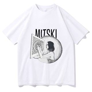 เสื้อคู่ Mitski Worden De Cowboy Zanger โปสเตอร์ Muziek อัลบั้ม พิมพ์เสื้อยืด Mannen Vrouwen มาแรงเสื้อยืดท็อปส์ซู Unise