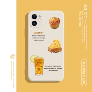 Cheese and lemon tea เคสไอโฟน iPhone 13 11 pro max 12 14 pro case 14 7 เคส 8plus Xr Xs X max 8พลัส cover นิ่ม 7plus TPU