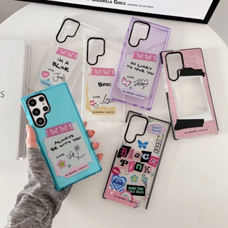 BLACKPINK LISA เกิร์ลกรุ๊ป เคส Samsung Galaxy S23 Ultra S22 Ultra S21 Ultra S20 S21 S22 S23 Plus + Case ใหม่ ขอบสี เรียบง่าย โปร่งใส ป้องกันการหล่น ซิลิกาเจล นุ่ม ซัมซุง เคส