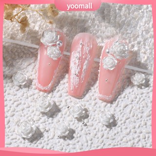 [YOOMALL] หินเรซิ่น รูปดอกคามิเลีย 3D ติดทนนาน สีขาว สําหรับตกแต่งเล็บ 50 ชิ้น ต่อชุด