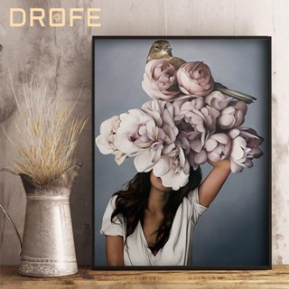 Drofe 【40*50 ซม. ไม่มีกรอบ】ภาพวาดสีน้ํามัน ตามตัวเลข ภาพระบายสีตามตัวเลขบนผ้าใบ ผู้หญิง กรอบทิวทัศน์ วาดภาพ ภาพวาดสีน้ํามัน ตกแต่งบ้าน DIY