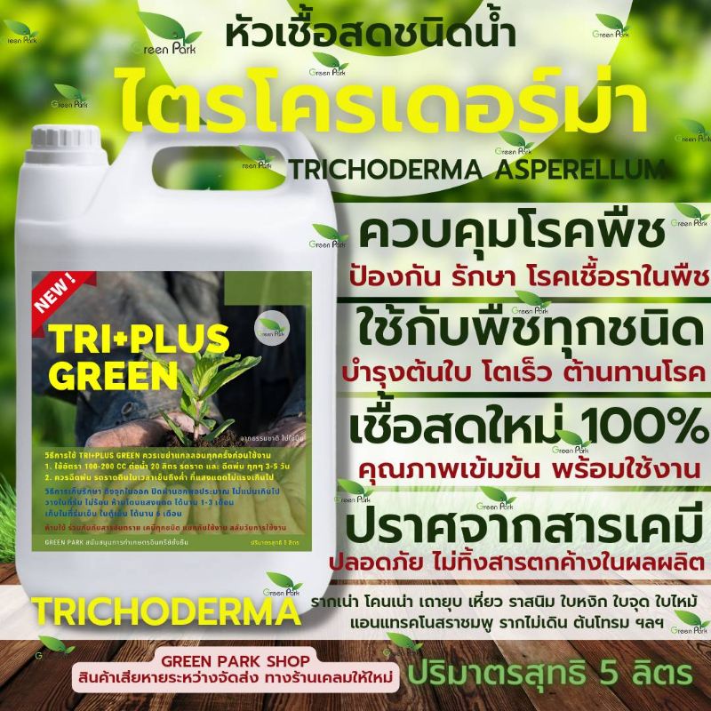 ไตรโคเดอร์มา เชื้อสด ชนิดน้ำ ขนาด 5 ลิตร ควบคุมโรค เชื้อรา ราก โคนเน่า ใบหงิก แคงเกอร ใบจุด ชีวภาพ ไม้ด่าง Trichoderma