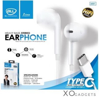 หูฟัง BLL 6051 Earphone Type-c หูฟังสำหรับ Type-c รองรับได้ทุกรุ่น  หูฟังแจ๊คTYPE-C (งานบริษัทรับประกัน1ปี) **แพคเกตใหม่