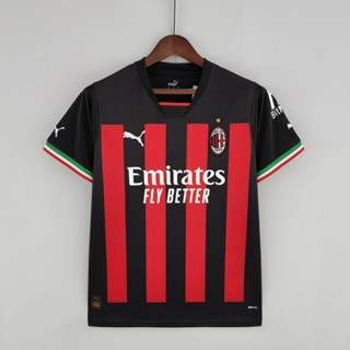 เสื้อฟุตบอล เอซี มิลาน สีดำ-แดง เหย้าAC Milan home ปี2022-2023 เกรดAAA (ภาพถ่ายจากของจริง)