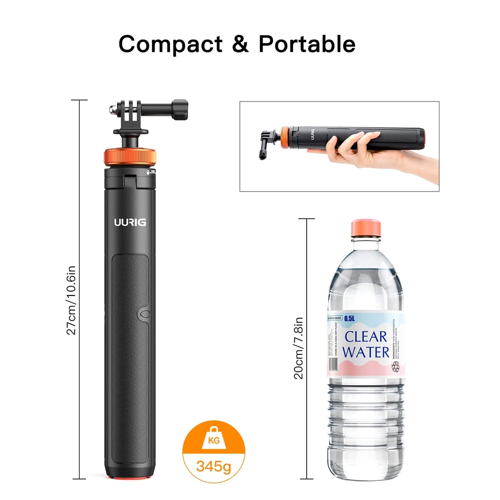 UURIG TP-03 กล้องกีฬา Selfie Stick ขาตั้งกล้องอะแดปเตอร์สําหรับ GoPro Max Hero 13 12 1110 9 DJI Osmo Action 5 4 3 Insta 360 X4 X3
